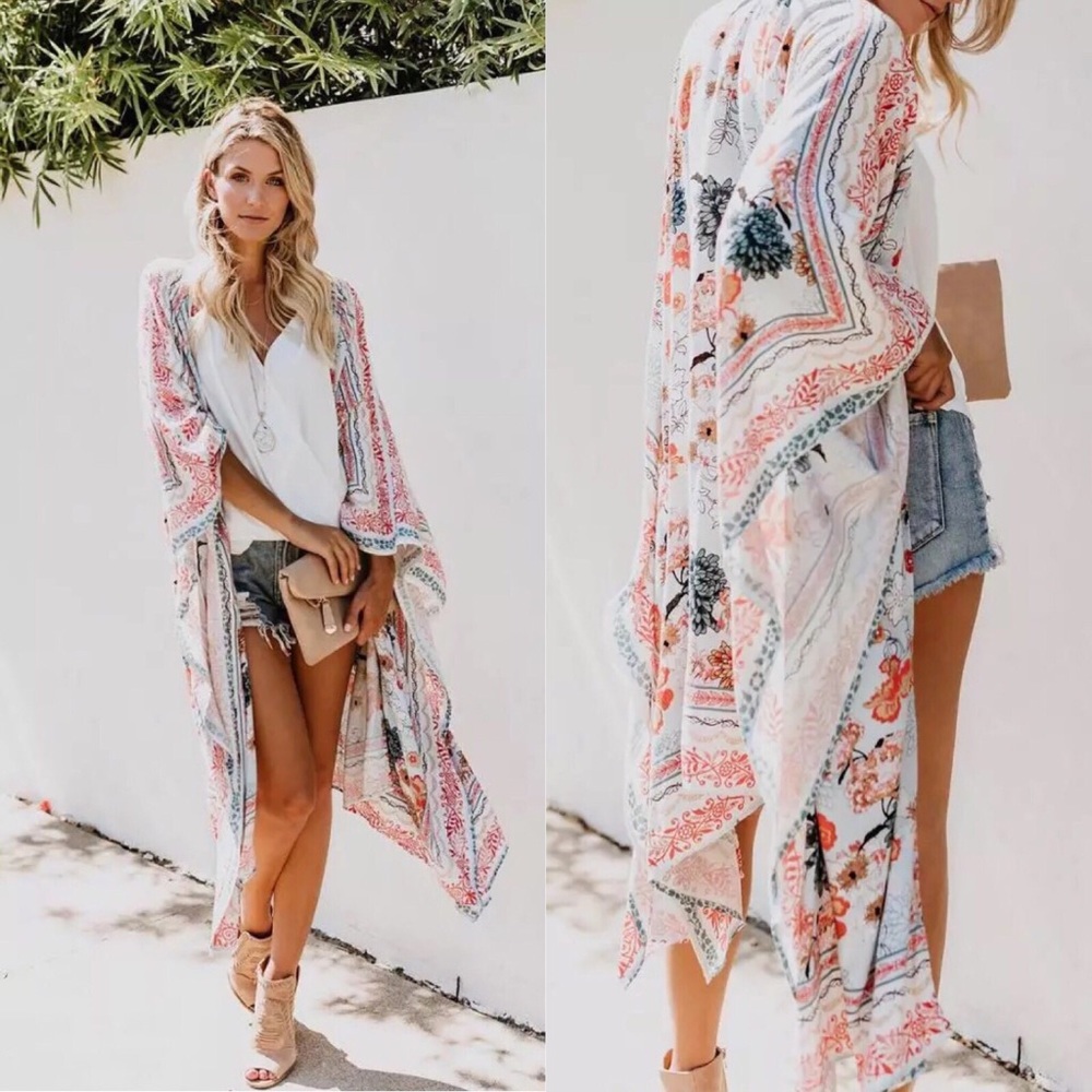 Floral Garden Kimono Robe Tunic 🌸